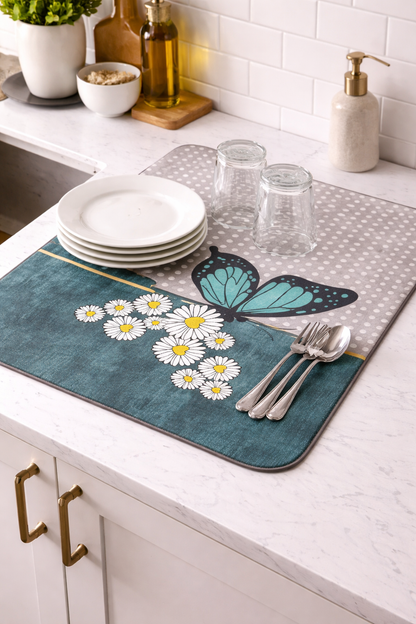 Anti Slip Dish Drying Mat-Rainbow Butterfly