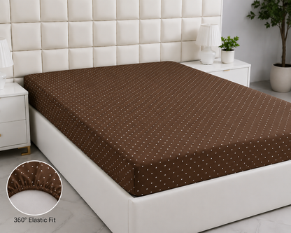 Quilted Waterproof Mattress Protector- Brown Polka Protectors Apricot