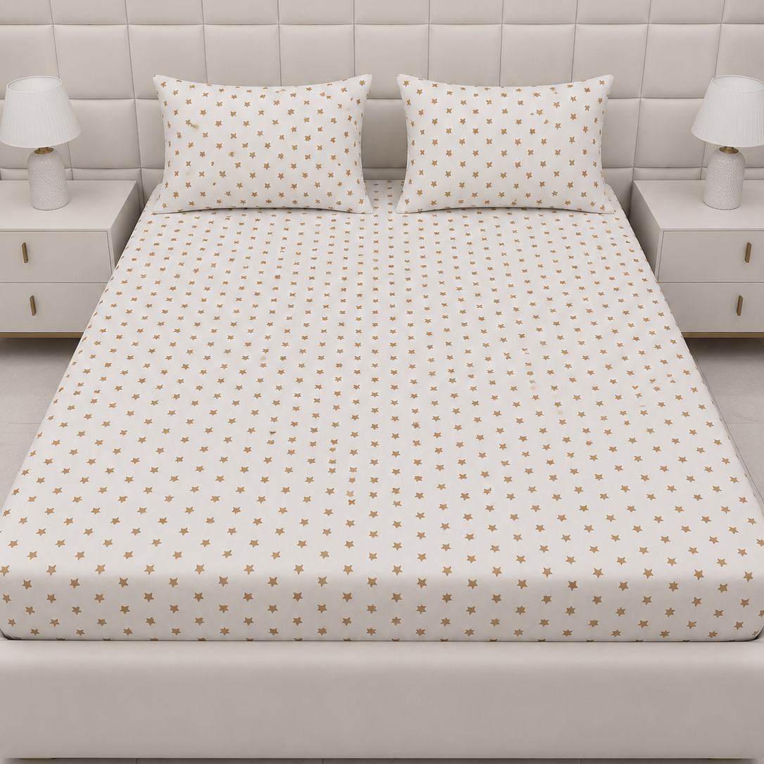 Fitted Bed Sheet- FT0033 Fitted Sheets Apricot