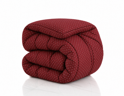 1 PC Single Razai- Plum Polka Comforters Apricot