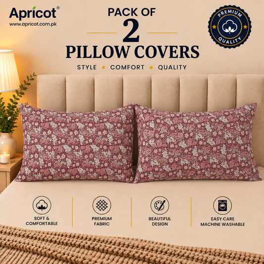 Printed Pillow Covers Pack of 2- PC00137 cushions Apricot