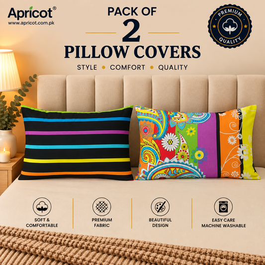 Printed Pillow Covers Pack of 2- PC00142 cushions Apricot