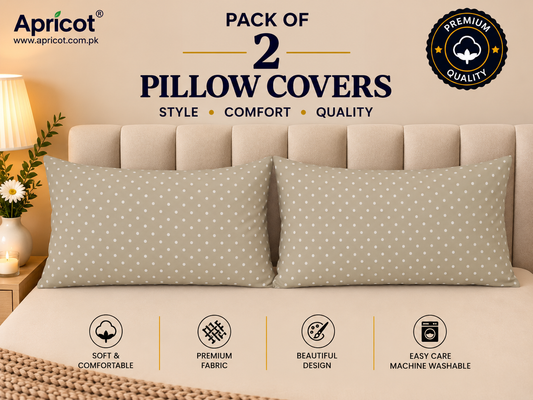 Printed Pillow Covers Pack of 2- PC00150 cushions Apricot