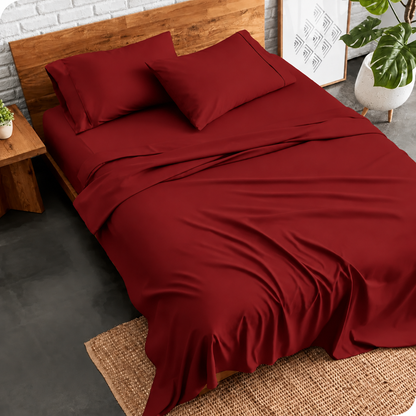 3 PCs Double Bed Sheet Dyed- Maroon BED SHEET Apricot