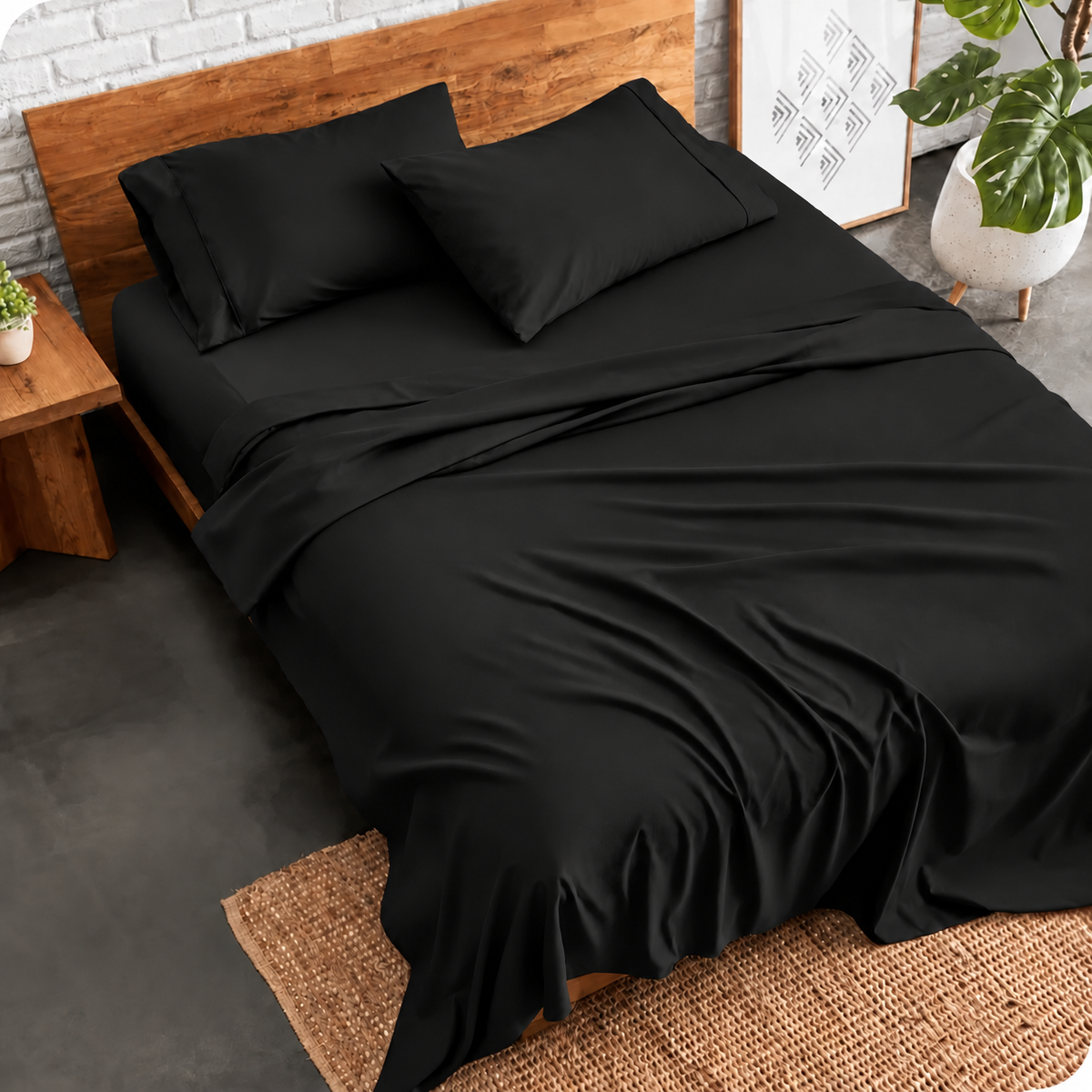 3 PCs Double Bed Sheet Dyed- Black BED SHEET Apricot