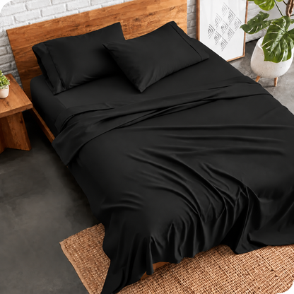 3 PCs Double Bed Sheet Dyed- Black BED SHEET Apricot