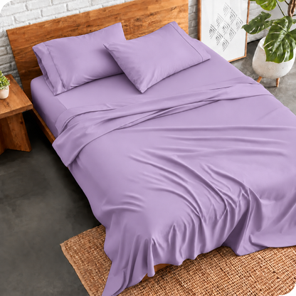 3 PCs Double Bed Sheet Dyed- Lilac BED SHEET Apricot