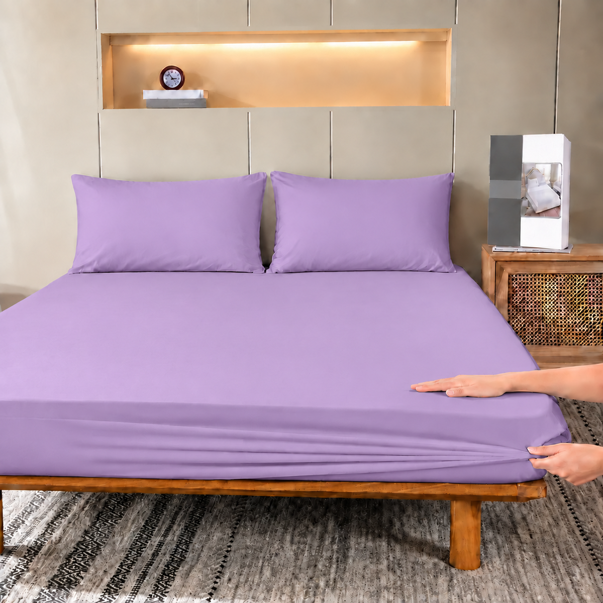 Fitted Bed Sheet- Lilac Fitted Sheets Apricot