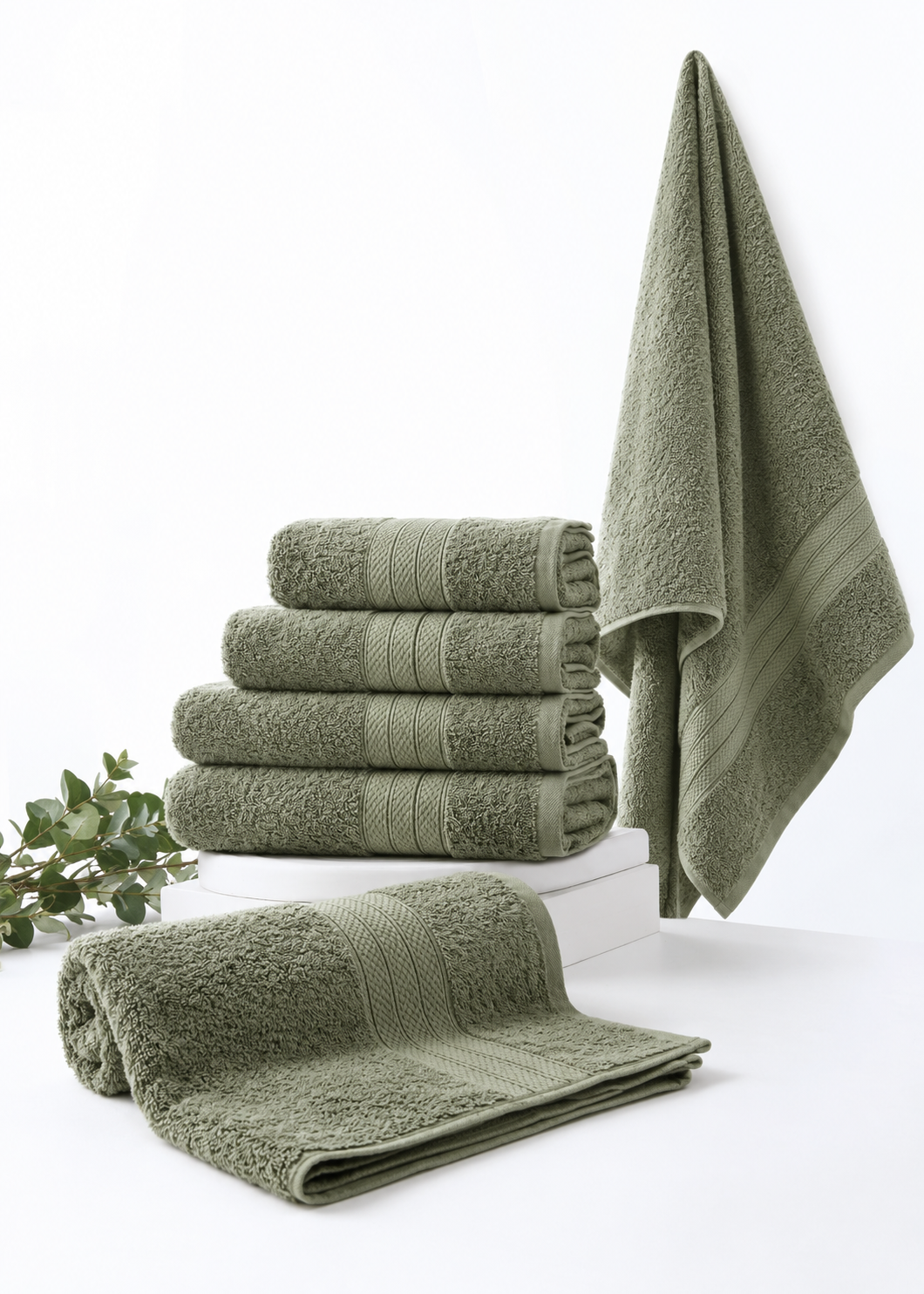 1 PC 100% Cotton Towel (16079)- Dessert Sage Bath Towels & Washcloths Apricot