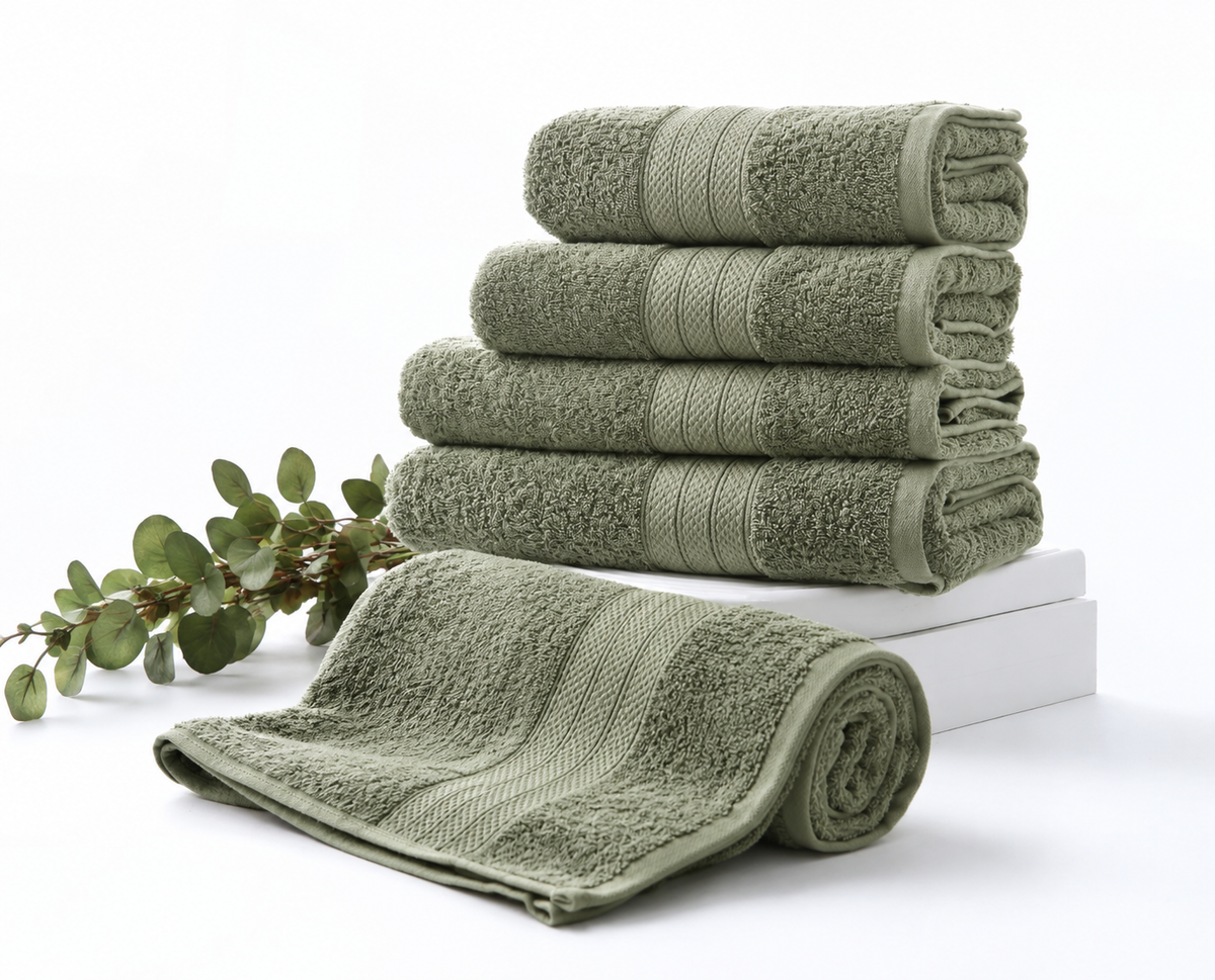 1 PC 100% Cotton Towel (16079)- Dessert Sage Bath Towels & Washcloths Apricot
