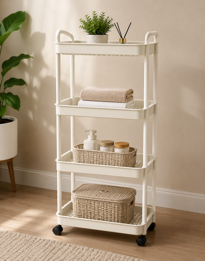 4-Layers Multi-function Trolley Storage Organizer Storage Organizer Apricot