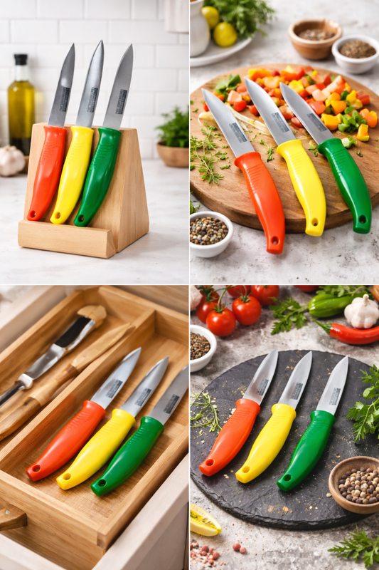 6Pcs Knife Set with Steel Blades-(SA2412-01)Multi Apricot