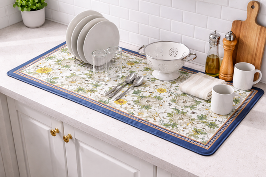 AntiSkid Dish Drying Heat & Water Protector Mat-SA-2553-2((Daisy) Rugs Apricot