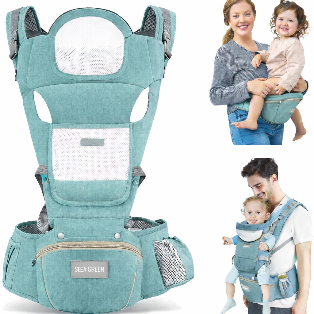 6-in-1 Baby Carrier Baby Strap with Waist Stool-SA2408-183(Sea Gree) Blankets Apricot