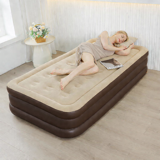 Auto-Inflating Camping Air BED with Built-in Pump-(SA2510-034)-Brown Apricot