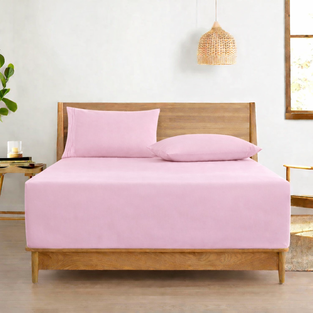 Fitted Bed Sheet-Light Pink Fitted Sheets Apricot