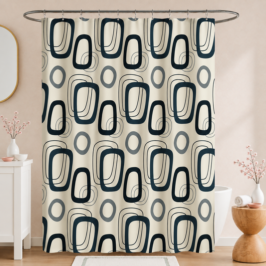 1 PC Waterproof Shower Curtain-Irregular Circle Curtains Apricot