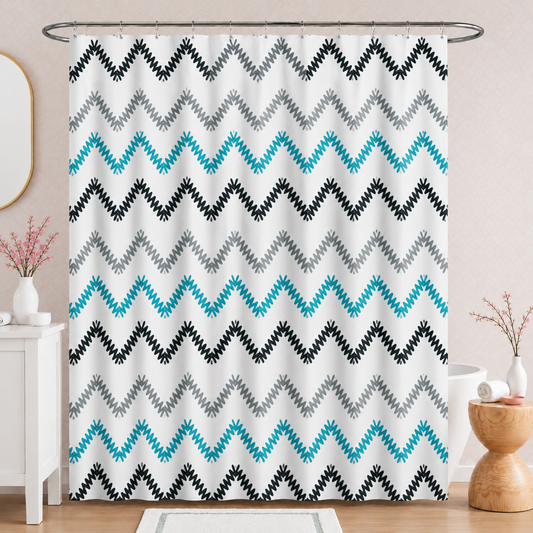 1 PC Waterproof Shower Curtain-Chevron Curtains Apricot