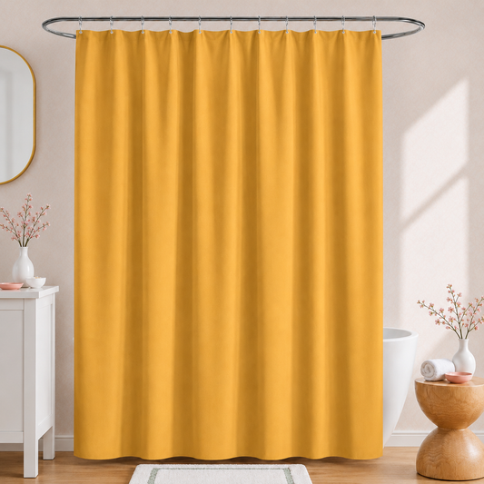 1 PC Waterproof Shower Curtain-Light Yellow Curtains Apricot