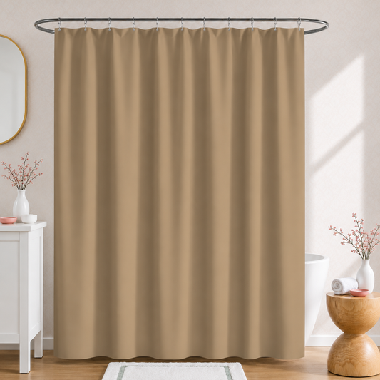 1 PC Waterproof Shower Curtain-Light Brown Curtains Apricot