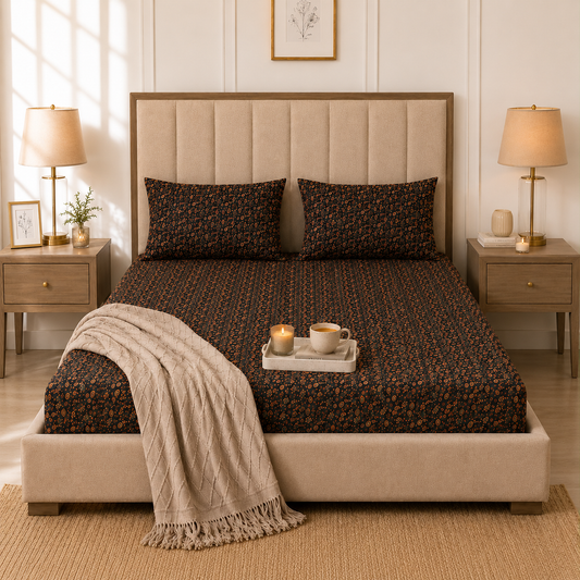 Fitted Bed Sheet- PFT0271 Fitted Sheets Apricot