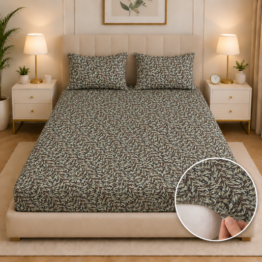 Fitted Bed Sheet- Brown Jewel Fitted Sheets Apricot
