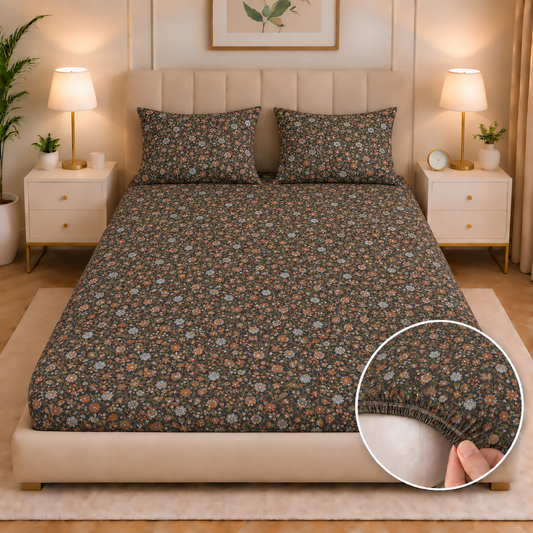 Fitted Bed Sheet- PFT0286 Fitted Sheets Apricot