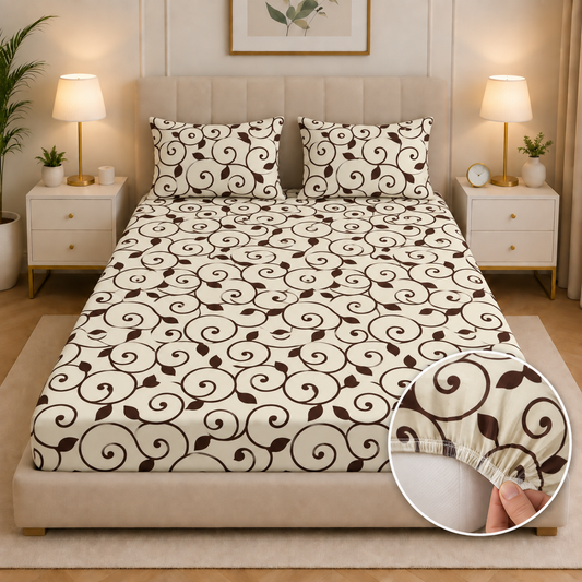 Fitted Bed Sheet- FTM003 Fitted Sheets Apricot