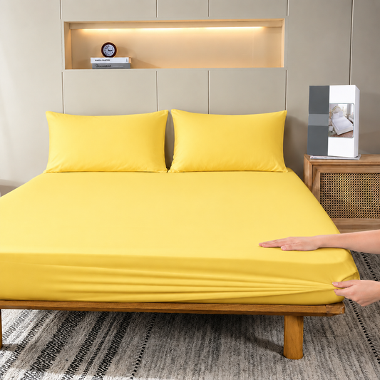 Fitted Bed Sheet- Yellow Fitted Sheets Apricot