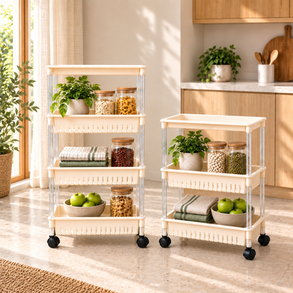 Multi-function Trolley Storage Organizer Storage Organizer Apricot
