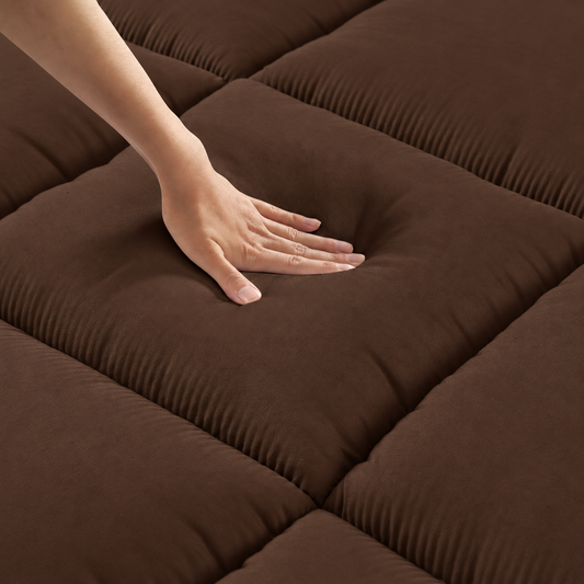 Winter Mattress Topper 700 GSM-Brown Comforters Apricot