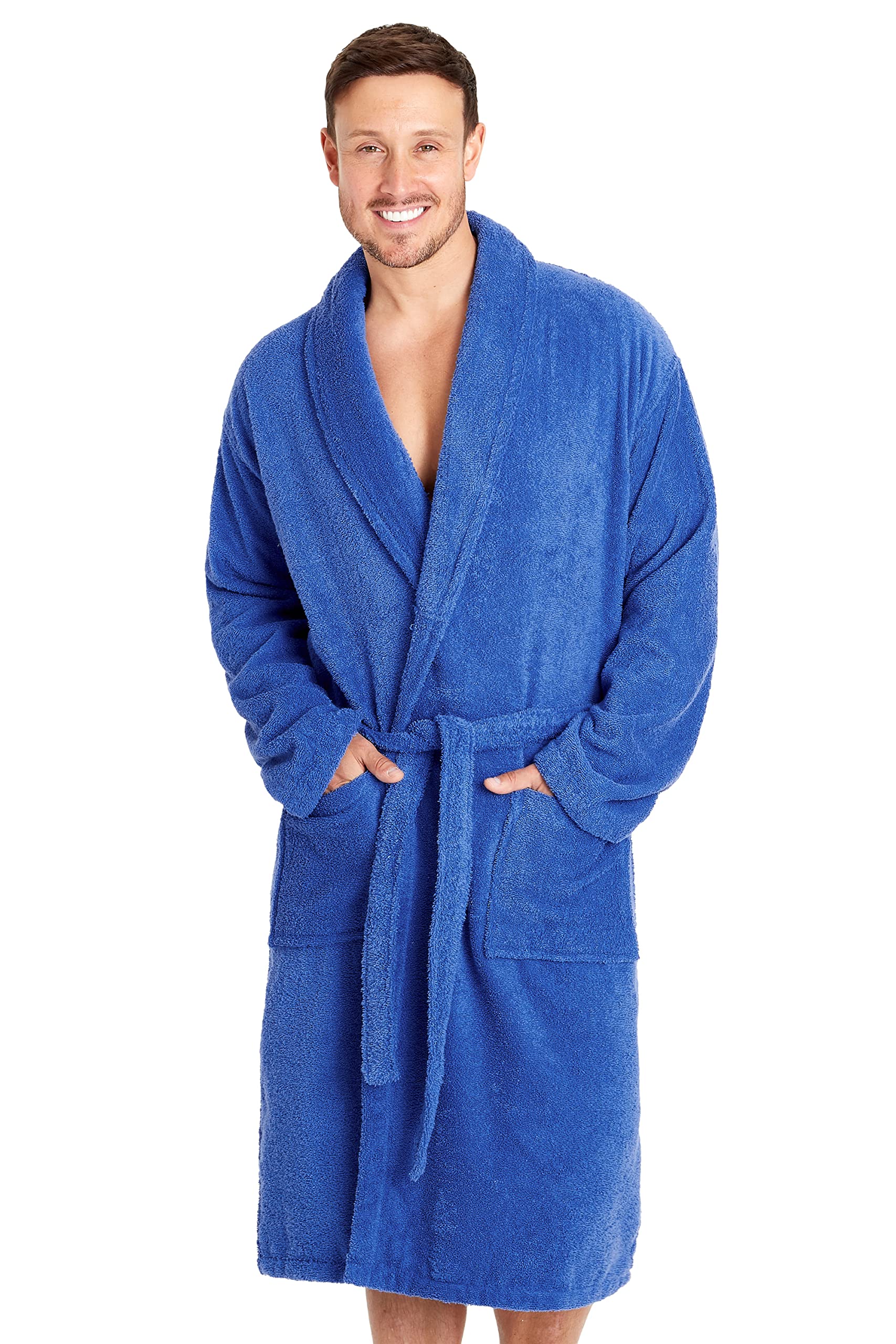 Cotton Bathrobe - Royal Blue Bath Linen Apricot   