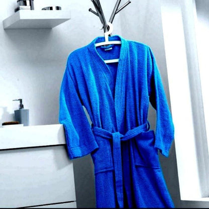 Cotton Bathrobe - Royal Blue Bath Linen Apricot   