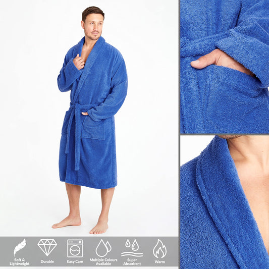 Cotton Bathrobe - Royal Blue Bath Linen Apricot   