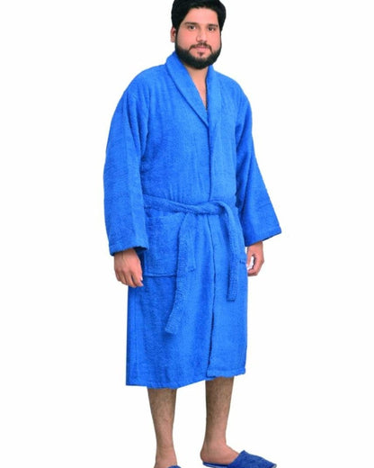 Cotton Bathrobe - Royal Blue Bath Linen Apricot   