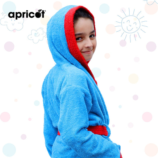 Cotton Kid's Bathrobe-Blue Over Red Bath Towels & Washcloths Apricot   