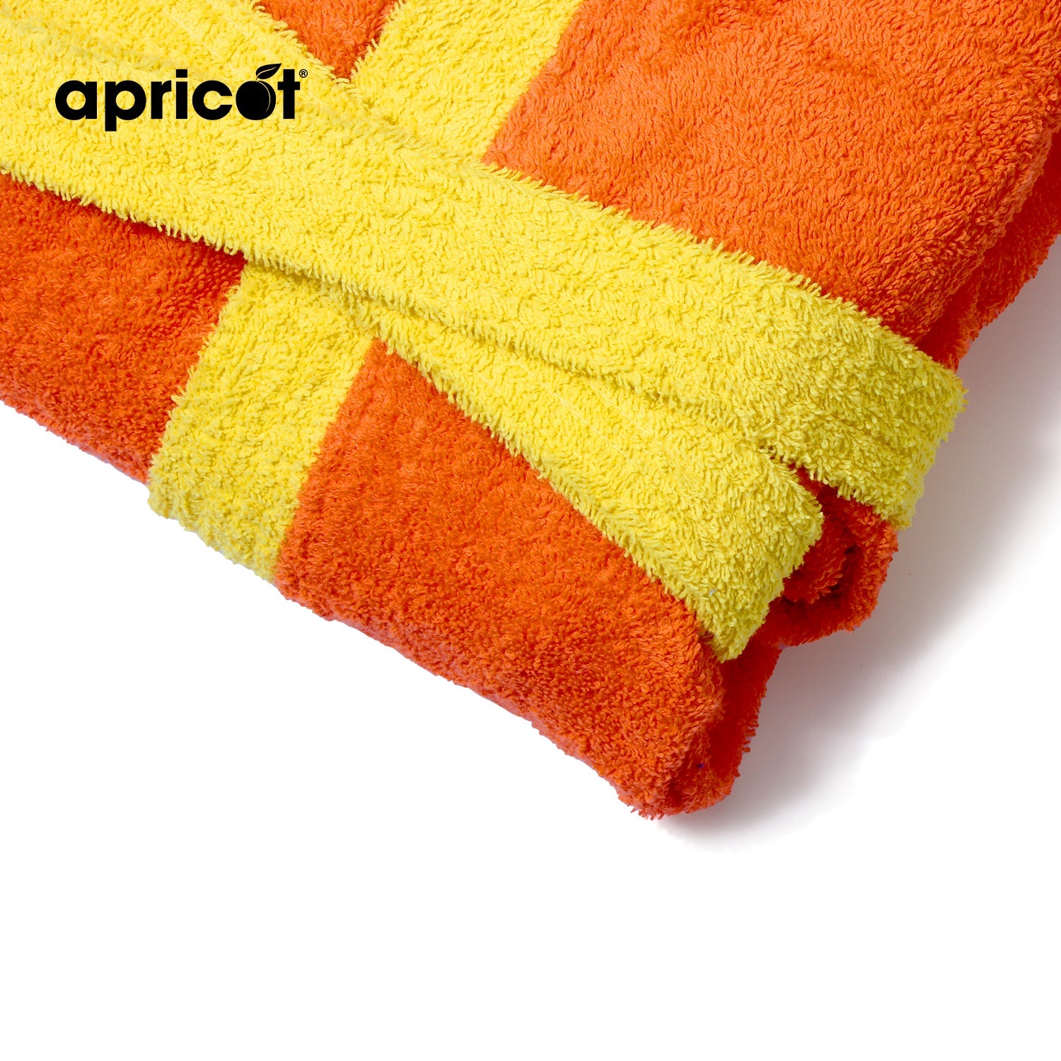 Cotton Kid's Bathrobe-Orange Over Yellow Bath Towels & Washcloths Apricot   