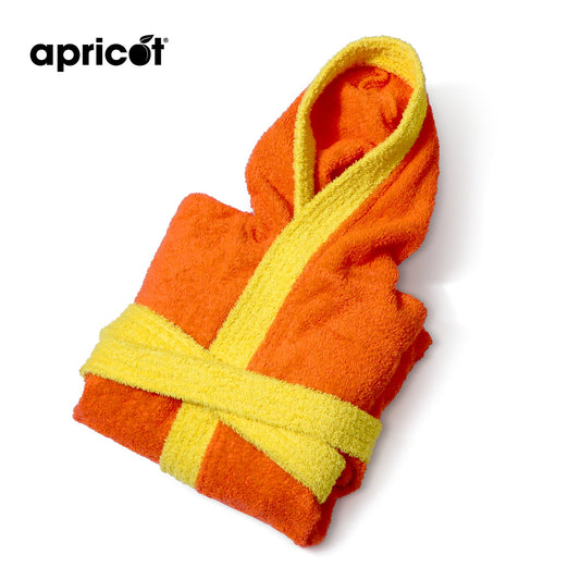 Cotton Kid's Bathrobe-Orange Over Yellow Bath Towels & Washcloths Apricot   