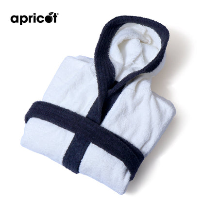 Cotton Kid's Bathrobe-White Over Black Bath Towels & Washcloths Apricot   