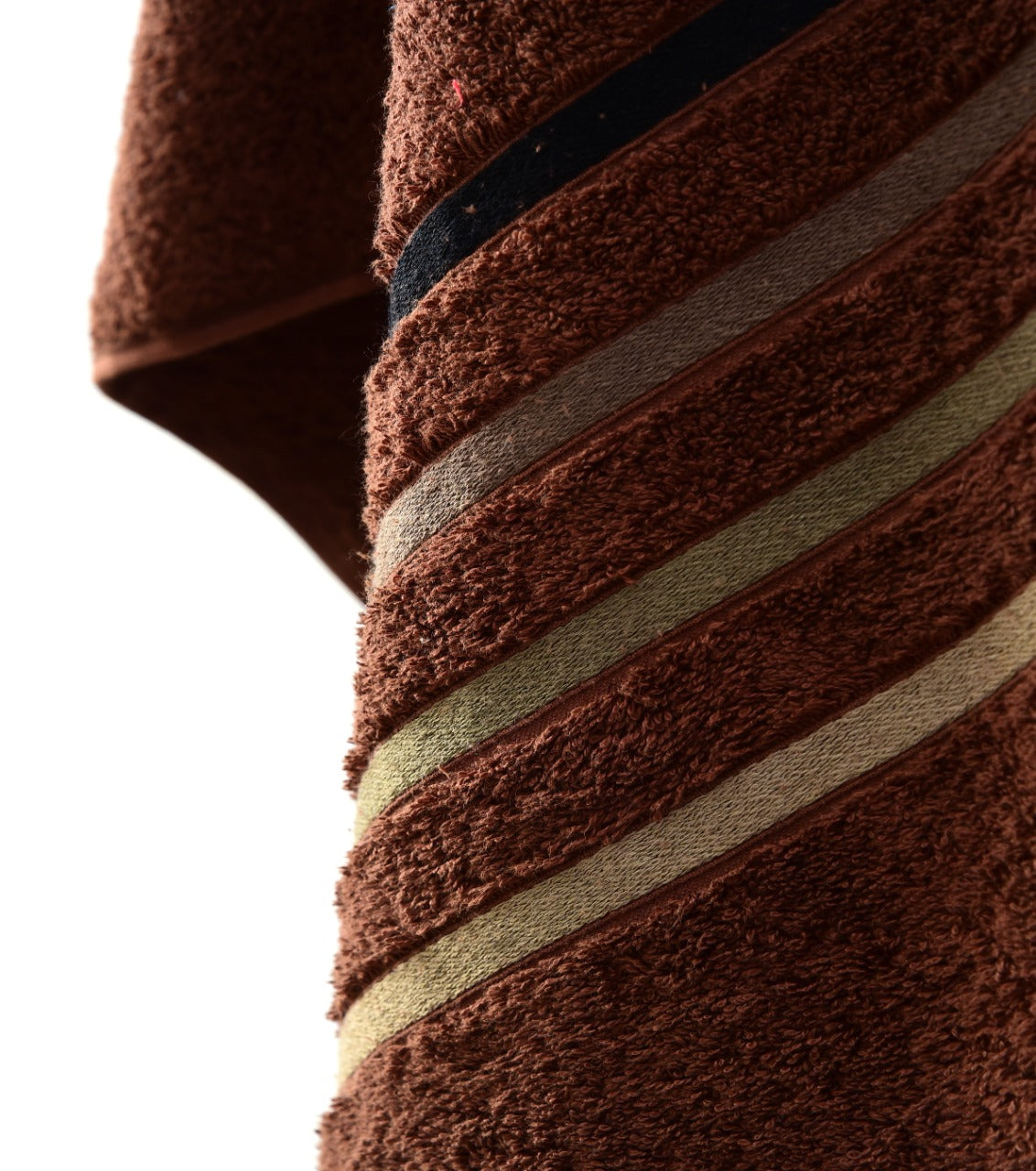 Cotton Towel With Jacquard Stripe (1898) - Brown Bath Towels & Washcloths Apricot   