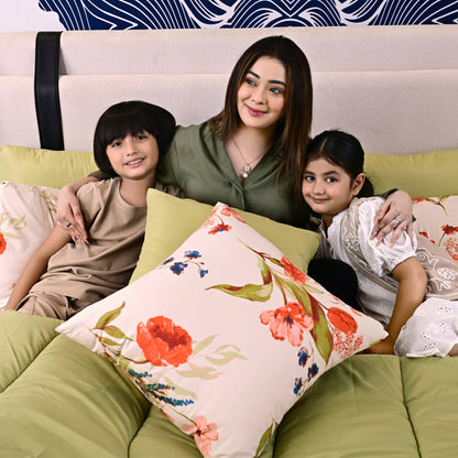 5 PCs Single Comforter Set-Cosmic Bloom Comforters Apricot