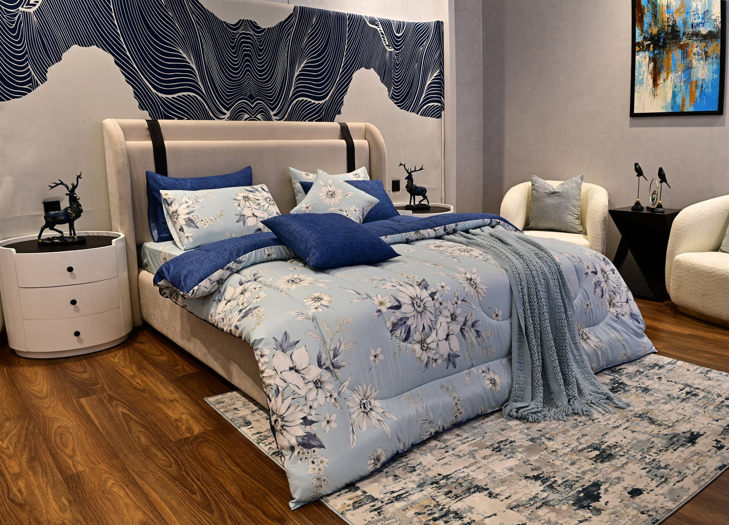 8 PCs Winter Comforter Set-Pale Bloom Comforters Apricot