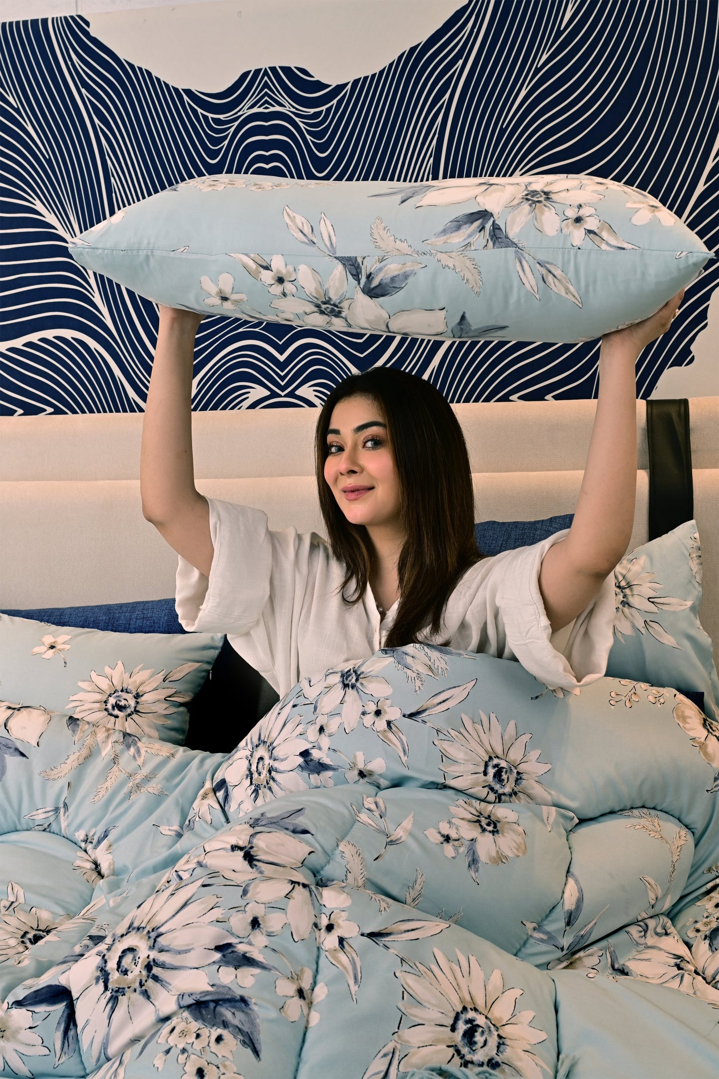 5 PCs Single Comforter Set-Pale Bloom Comforters Apricot