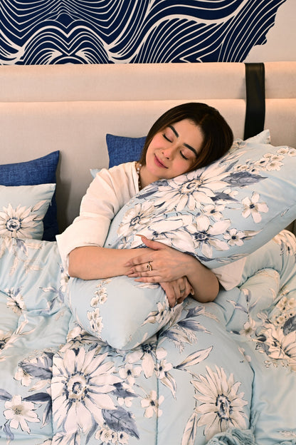 5 PCs Single Comforter Set-Pale Bloom Comforters Apricot