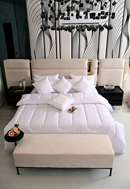 9 PCs White Filling Deal(4 Cuhsions+4 Pillows+Quilt) Comforters Apricot