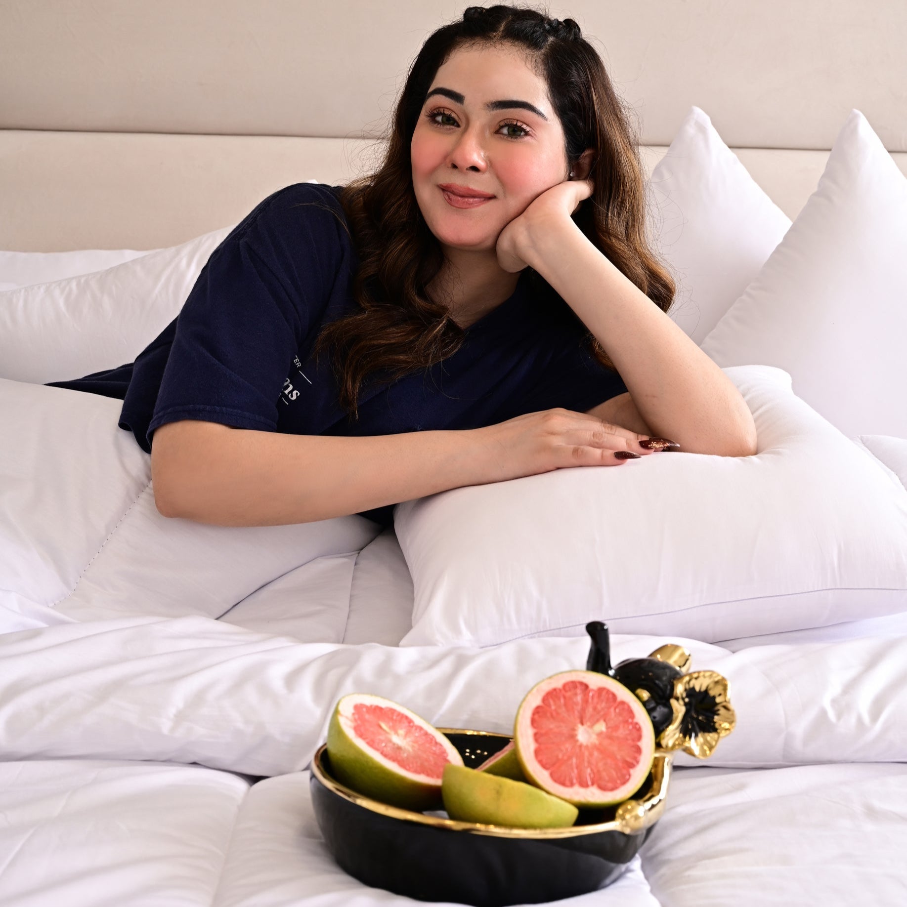 9 PCs White Filling Deal(4 Cuhsions+4 Pillows+Quilt) Comforters Apricot