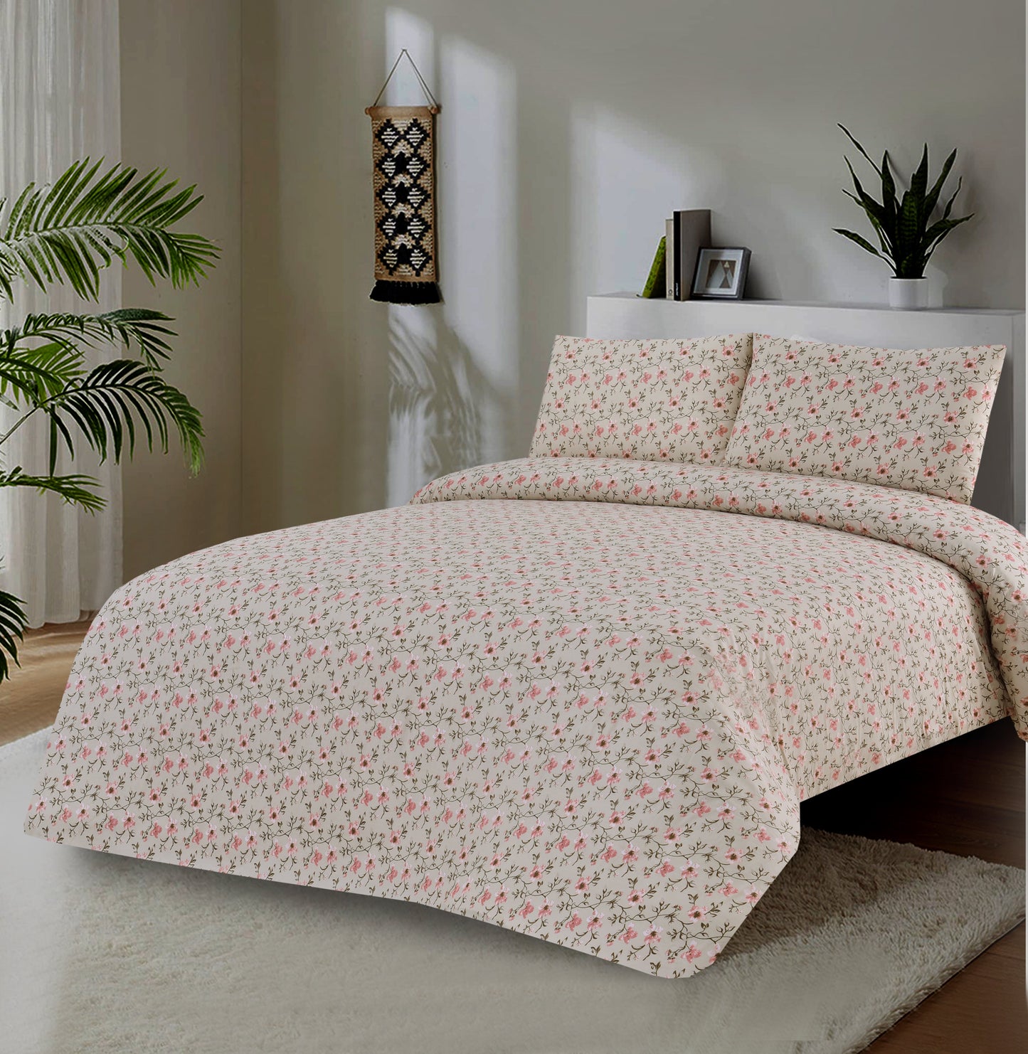 2Pcs Single Bed Sheet- Sb334 single bed sheet Apricot
