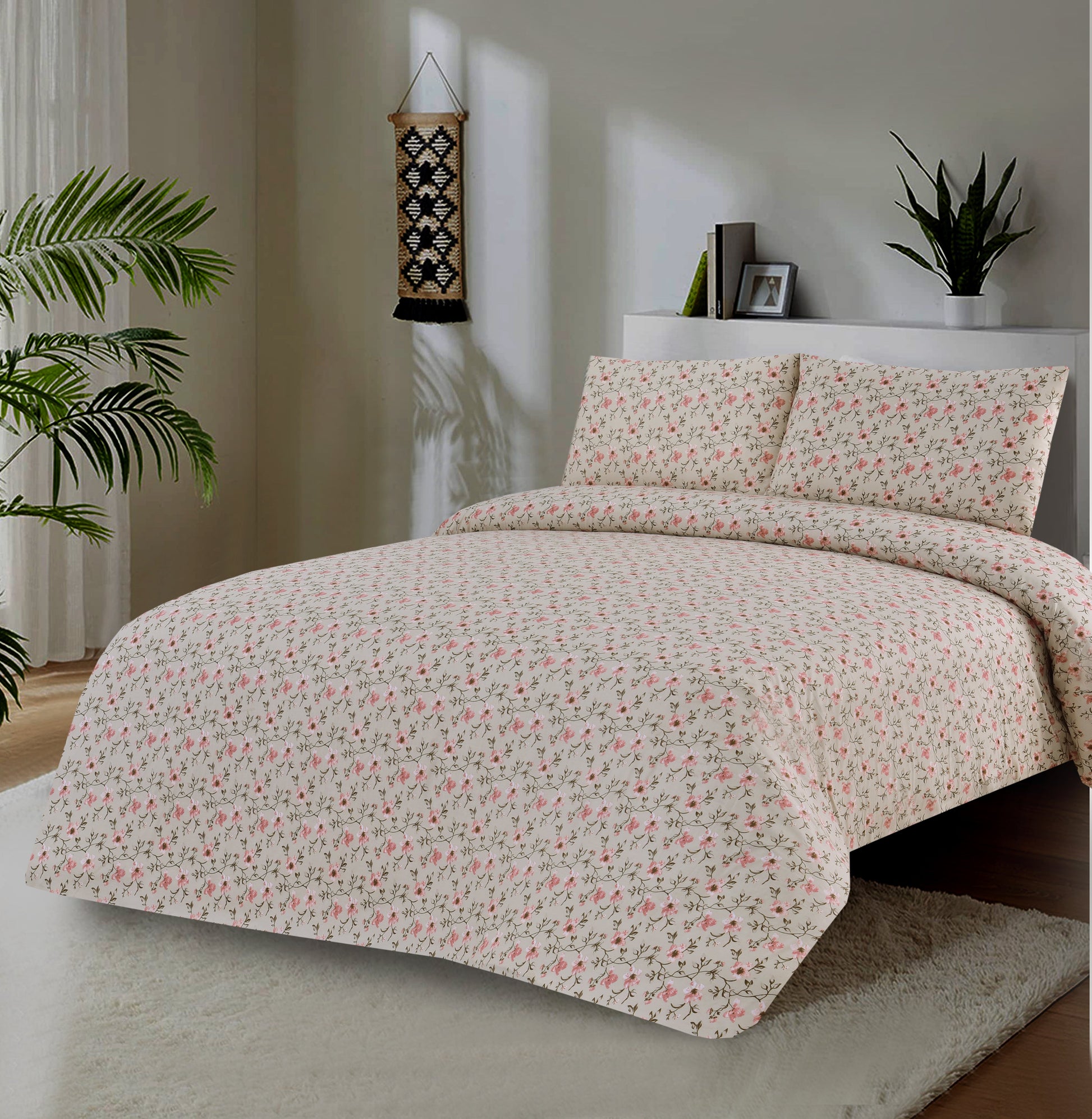 2Pcs Single Bed Sheet- Sb334 single bed sheet Apricot