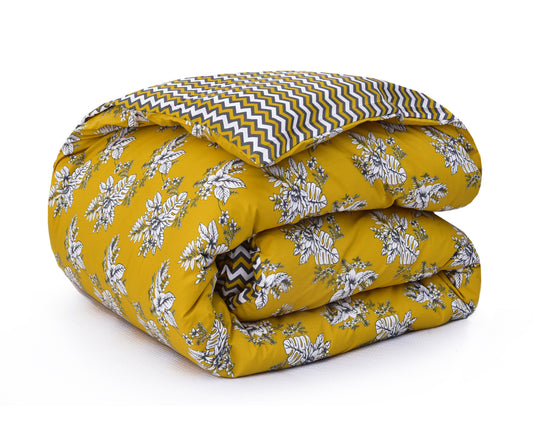 1 PC Double Winter Comforter-Mustard Garden Comforters Apricot