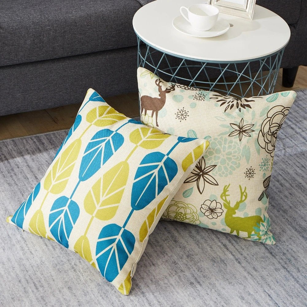 Digital Printed Cushions Assorted 4 PCs-Deer cushions Apricot   